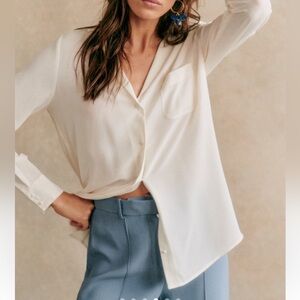 Sezane Cream Button Down Shirt